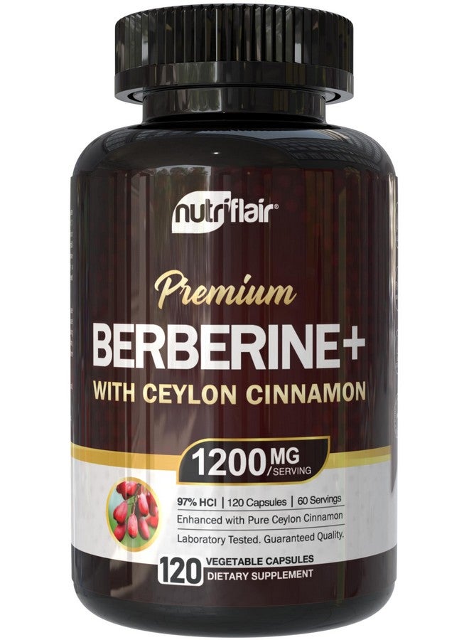 NutriFlair Berberine 97% HCl with Ceylon Cinnamon Supplement, 120 Capsules - High Potency, Premium Quality, Vegan-Friendly - 60 Servings - Image 1