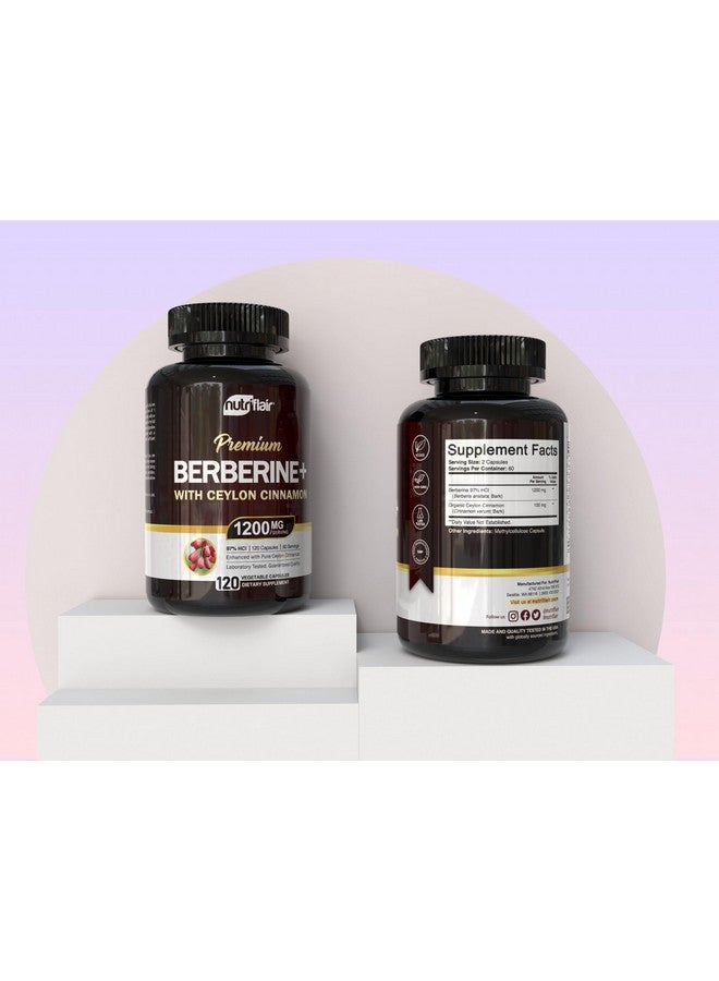 NutriFlair Berberine 97% HCl with Ceylon Cinnamon Supplement, 120 Capsules - High Potency, Premium Quality, Vegan-Friendly - 60 Servings - Image 2