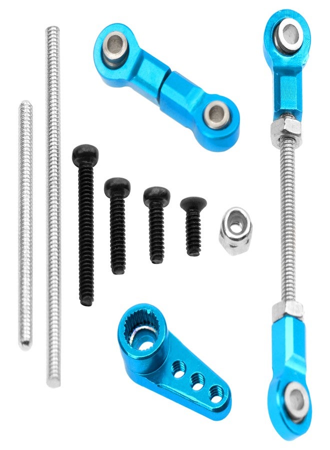 Vgoohobby Front Steering Link Rod Servo Link Linkages with 28T Servo Arm Compatible with WLtoys 1/28 K969 K979 K989 K999 P929 P939 Mini-Q Mini-Z RC Car (Blue) - Image 1