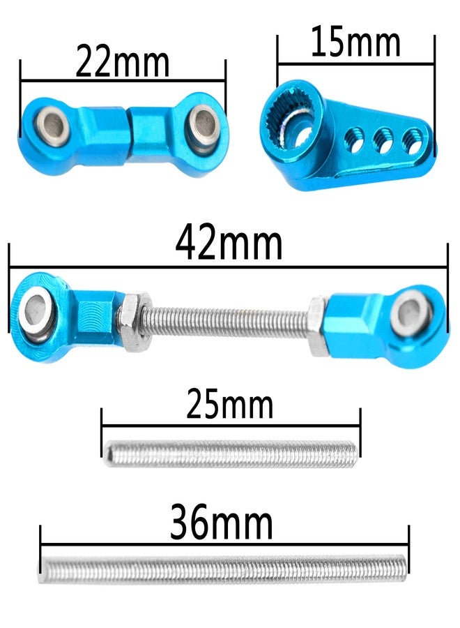 Vgoohobby Front Steering Link Rod Servo Link Linkages with 28T Servo Arm Compatible with WLtoys 1/28 K969 K979 K989 K999 P929 P939 Mini-Q Mini-Z RC Car (Blue) - Image 4