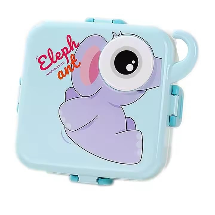 Wosta Elephant Lunch Box for Kids Adult Leak Proof Toddler Lunch Box with Sauce Dressing Containers BPA Free 4Compartment Lunch Container with Utensils for Girl Boy School Blue - Image 1