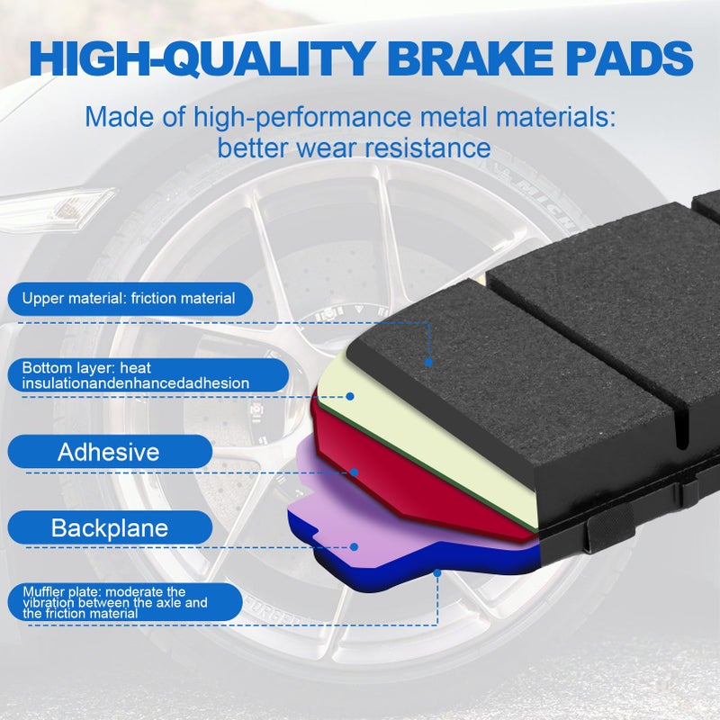 Generic Yeoflagtrade 8pcs Front & Rear Brake Pads Set Metal Disc Brake Pads For Honda Accord EX EX-L 2008 2009 2010 2011 2012  - Image 2