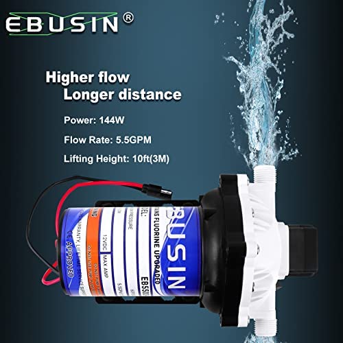 Ebusin 12V Pump, 5.5GPM Diaphragm Water Pump, 60Psi 1/2MNPT Connection,Self Priming Up to 10 Feet .Ideal for Sprayer and Pressure Washing (White) - Image 3