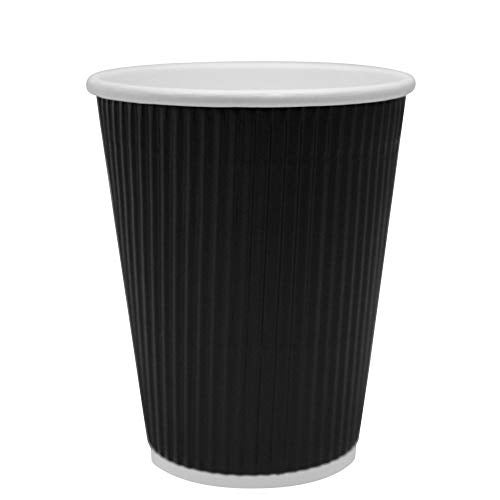 SANWALSA [250 ml, 25 Count, 8oz, Black Disposable Premium Double Wall Ripple Paper Cup | Ecofriendly Glasses for Party, Cafes, Events | Ideal for Tea, Coffee, Soft Drinks | GSM -485 - Image 3