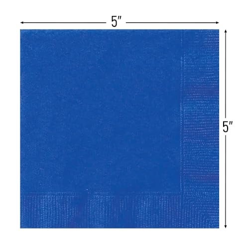 Unique Royal Blue Solid Beverage Paper Napkins - 5"x5", Pack of 20 - Soft & Durable, Vibrant & Elegant - Perfect For Parties or Events - Image 2