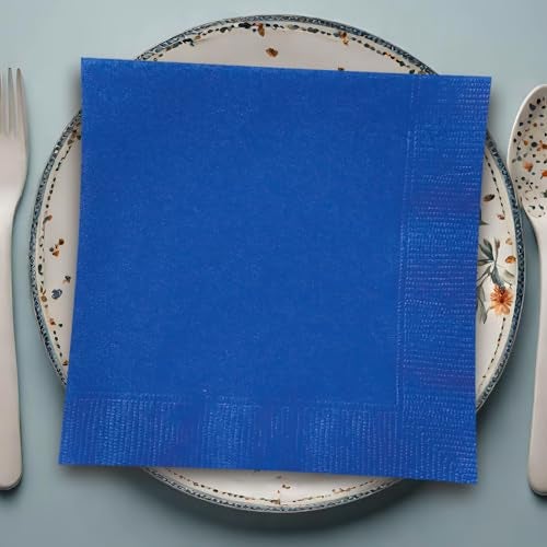 Unique Royal Blue Solid Beverage Paper Napkins - 5"x5", Pack of 20 - Soft & Durable, Vibrant & Elegant - Perfect For Parties or Events - Image 3