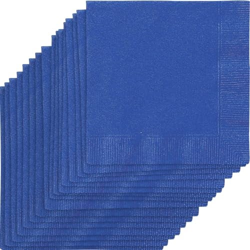 Unique Royal Blue Solid Beverage Paper Napkins - 5"x5", Pack of 20 - Soft & Durable, Vibrant & Elegant - Perfect For Parties or Events - Image 1