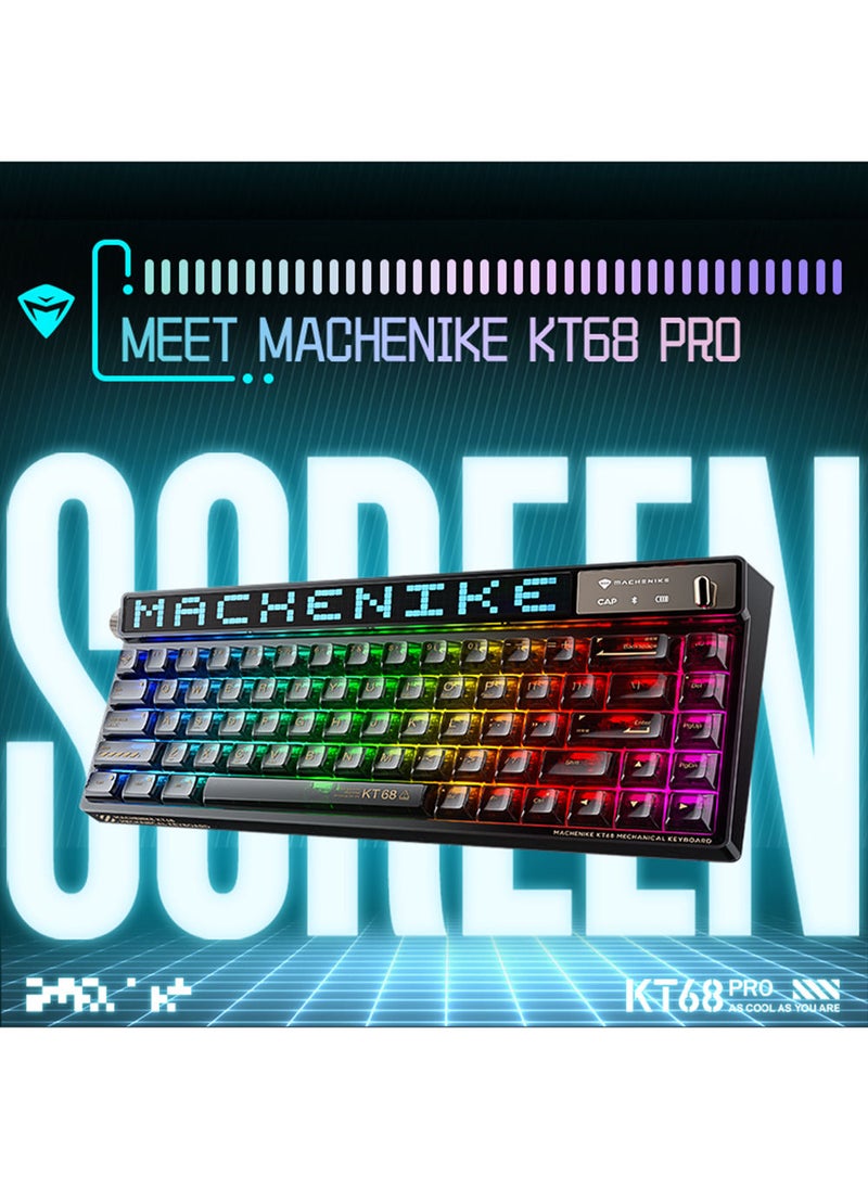 MACHENIKE - KT68 Pro Smart Screen Mechanical Keyboard With RGB Backlit GATERON Keyswitch Keyboard Black North Pole Brown Switch - Image 1