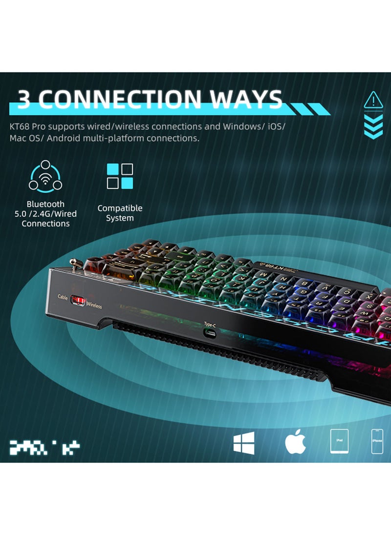 MACHENIKE - KT68 Pro Smart Screen Mechanical Keyboard With RGB Backlit GATERON Keyswitch Keyboard Black North Pole Brown Switch - Image 1