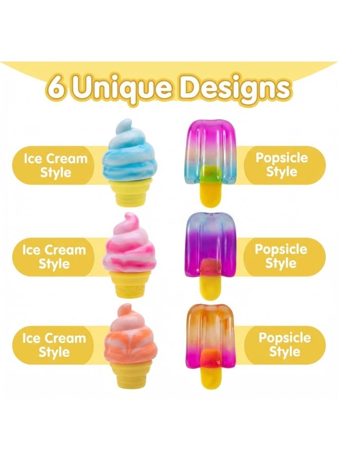 6 Pack Ice Cream & Popsicle Squishy Sensory Toys - Soft, Slow Rebound Stress Relief Toys for Kids and Adults, Party Favors, Easter Egg Stuffing - Image 5