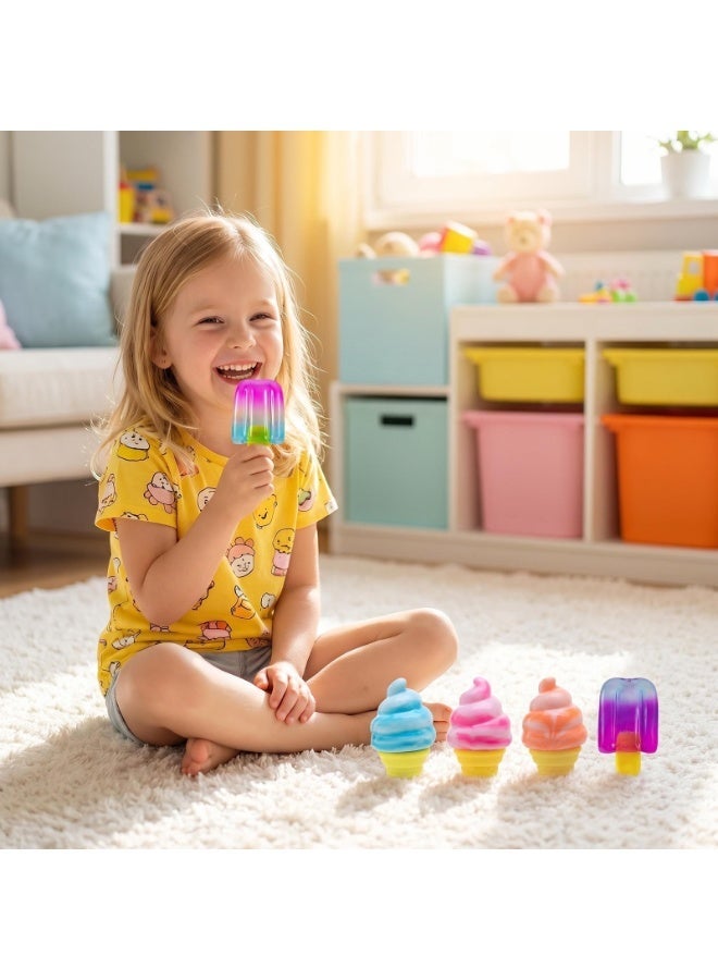 6 Pack Ice Cream & Popsicle Squishy Sensory Toys - Soft, Slow Rebound Stress Relief Toys for Kids and Adults, Party Favors, Easter Egg Stuffing - Image 2
