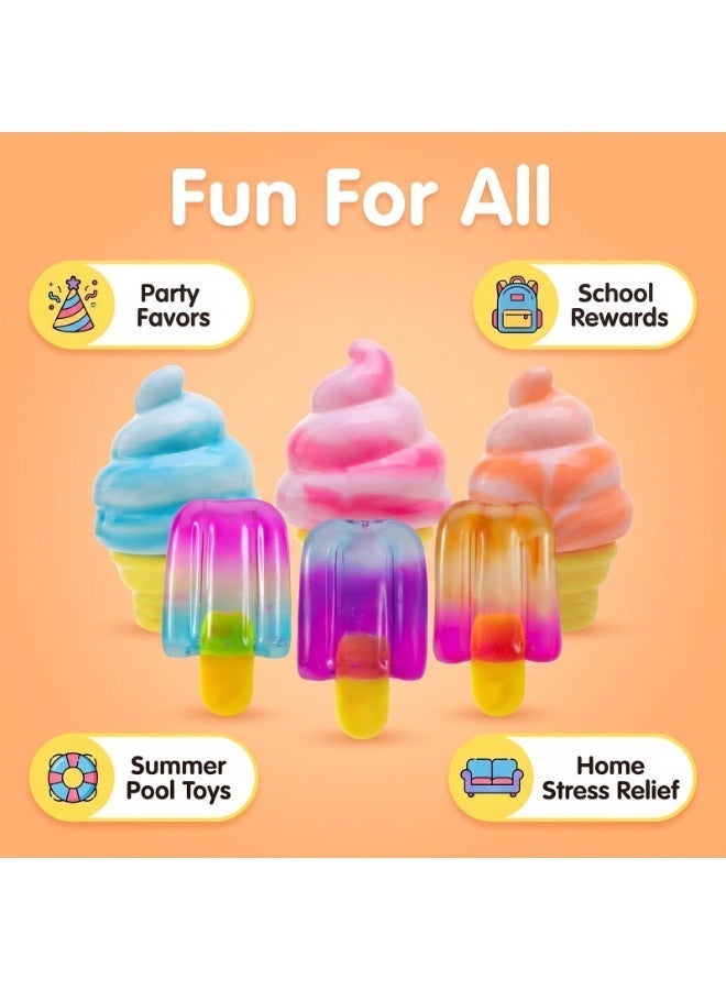 6 Pack Ice Cream & Popsicle Squishy Sensory Toys - Soft, Slow Rebound Stress Relief Toys for Kids and Adults, Party Favors, Easter Egg Stuffing - Image 4
