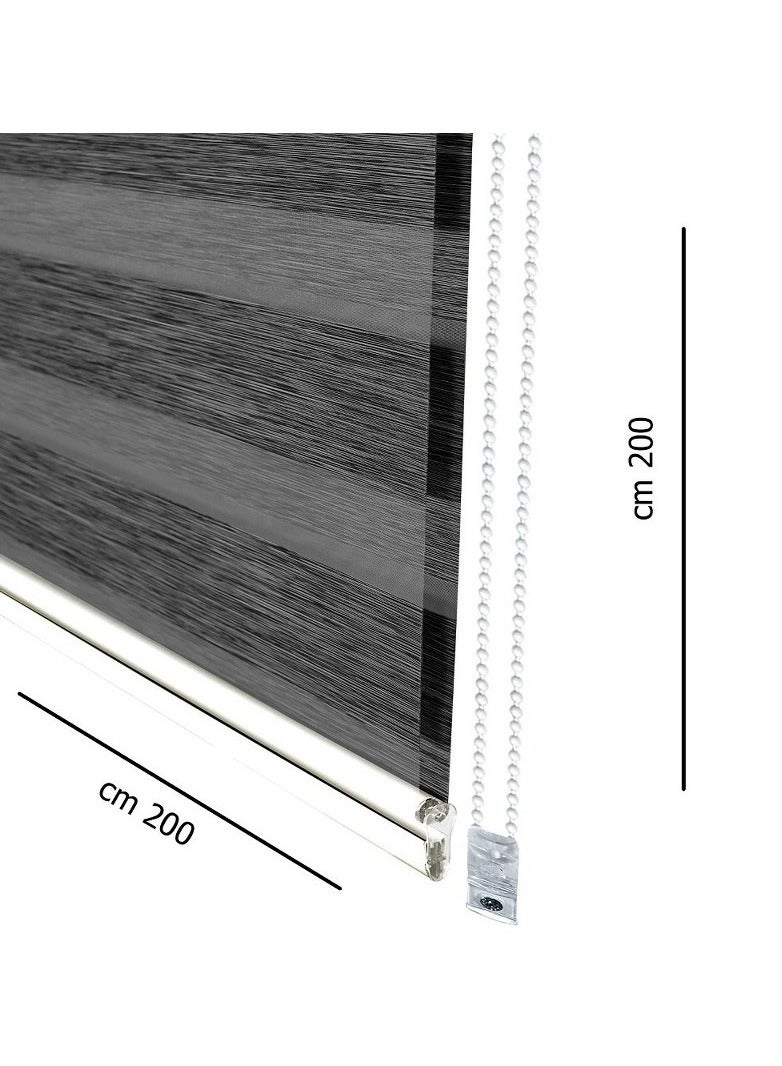Home Gallery Zebra Blinds for Windows 200*200 cm Dark Gray - Image 4