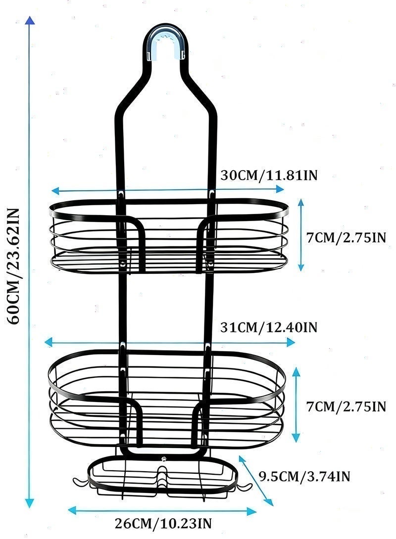 Yoawllty Hanging Shower Caddy, No Blocking to Over Shower Head, Shower Organizer Hanger Storage Rack Shelf with Hooks Soap Shampoo Soap Holder for Bathroom - Image 2