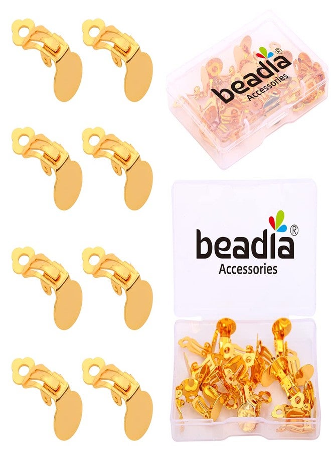BEADIA 18K Gold Plated Earring Clips 10x17mm 20pcs with Beads for Jewelry Making Findings - Image 1