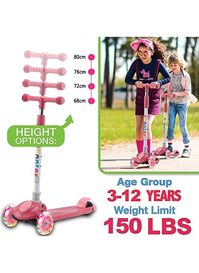 Kick Scooters for Kids, Scooter for Child Toddler Kick Scooter with Foldable, 4 Adjustable Height, , Light up Wheels for Ages 3-12kids Balance Exercise(Pink) - pzsku/Z2D2F18CF0C74A35D28C1Z/45/_/1683279388/35c4af0a-9a0d-47fb-abbd-7270818343c4