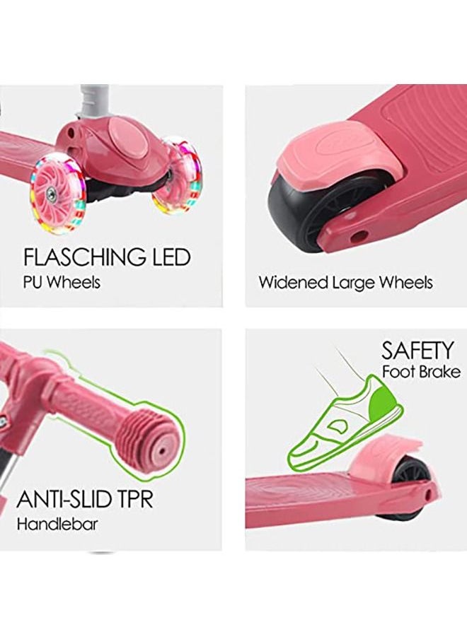 Kick Scooters for Kids, Scooter for Child Toddler Kick Scooter with Foldable, 4 Adjustable Height, , Light up Wheels for Ages 3-12kids Balance Exercise(Pink) - pzsku/Z2D2F18CF0C74A35D28C1Z/45/_/1683279390/ef36b8d0-a7bd-4608-b52f-2de2596ef58e