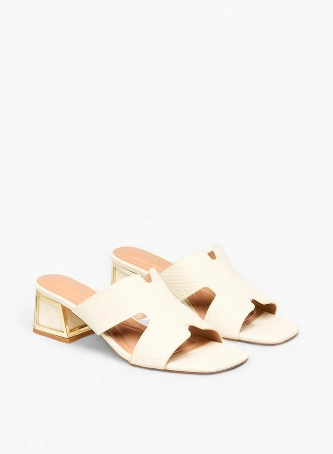 سيليست صنادل نسائية بكعب بلوك سهلة الارتداء بطبعة شعار