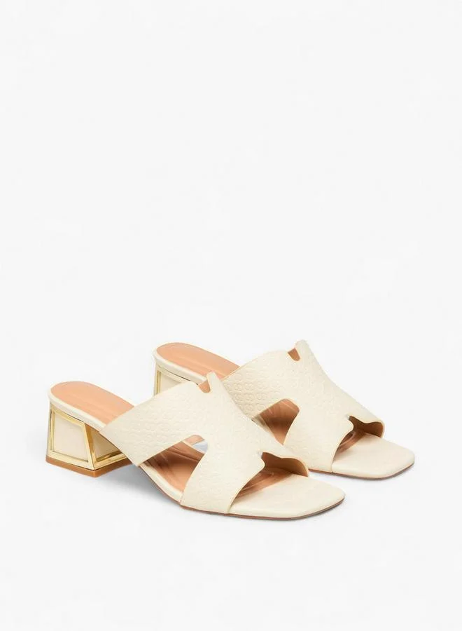 سيليست صنادل نسائية بكعب بلوك سهلة الارتداء بطبعة شعار