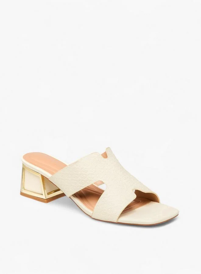 سيليست صنادل نسائية بكعب بلوك سهلة الارتداء بطبعة شعار