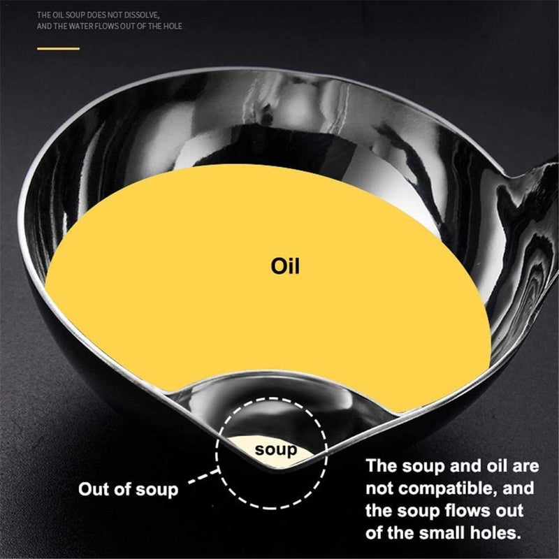 Hari Stainless Steel Soup Separator Spoon Oil Filter With Long Handle Grease Filter for Home Kitchen Hot Pot Fat Skipper Silver 2Pcs 15 Inch - Image 4