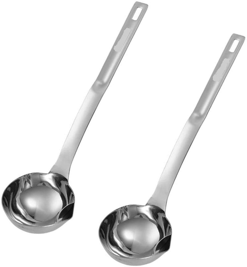Hari Stainless Steel Soup Separator Spoon Oil Filter With Long Handle Grease Filter for Home Kitchen Hot Pot Fat Skipper Silver 2Pcs 15 Inch - Image 1