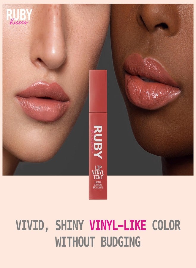 Ruby Kisses Lip Vinyl Tint - High-Pigment, Transfer-Proof, Smudge-Proof Liquid Lipstick, Soft-Satin Shine, Lightweight Makeup, Long-Lasting Lip-gloss, Full Coverage Color (TANTALIZE, 2.8mL) - Image 5