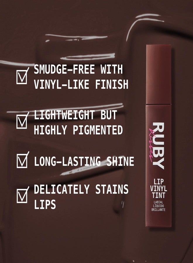 Ruby Kisses Lip Vinyl Tint - High-Pigment, Transfer-Proof, Smudge-Proof Liquid Lipstick, Soft-Satin Shine, Lightweight Makeup, Long-Lasting Lip-gloss, Full Coverage Color (TANTALIZE, 2.8mL) - Image 4