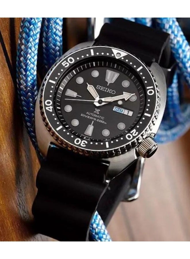 Seiko ساعة غوص أوتوماتيكية من بروسبكس SRPE93K1، 45 مم قرص أسود، علبة من الفولاذ المقاوم للصدأ وحزام سيليكون أسود، مقاومة للماء حتى 200 م - Image 1