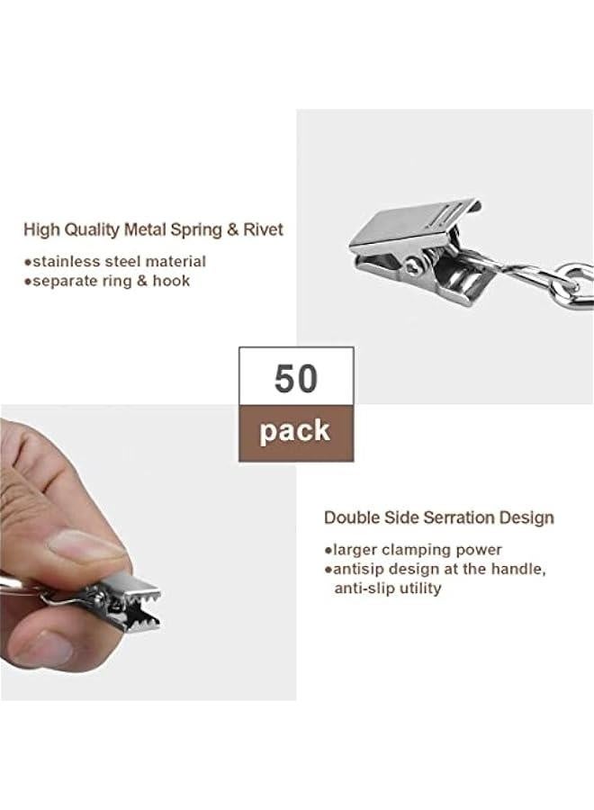 50Pcs Curtain Clips with Hooks Iron S Hooks Clip Lamp Hook Silver Metal Hanging Clips Hooks for Home Decoration, Outdoor Party Hanging Wire Holder Art Craft Display - Image 2