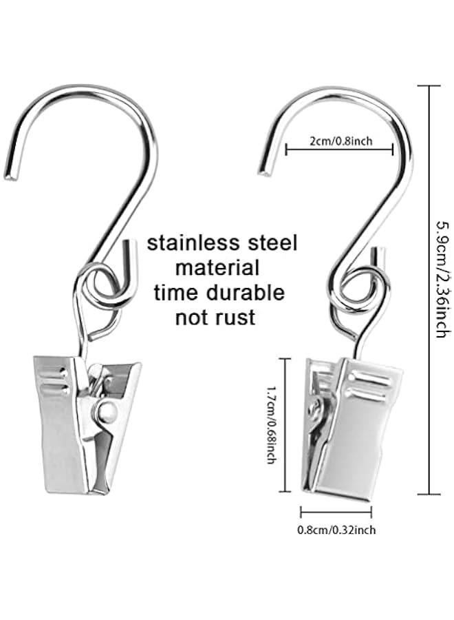 50Pcs Curtain Clips with Hooks Iron S Hooks Clip Lamp Hook Silver Metal Hanging Clips Hooks for Home Decoration, Outdoor Party Hanging Wire Holder Art Craft Display - Image 4
