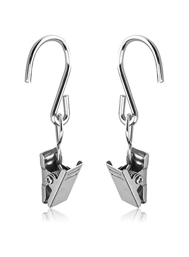 50Pcs Curtain Clips with Hooks Iron S Hooks Clip Lamp Hook Silver Metal Hanging Clips Hooks for Home Decoration, Outdoor Party Hanging Wire Holder Art Craft Display - Image 3