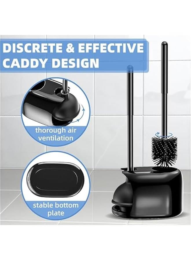 رينكس مجموعة فرشاة مرحاض ومكس م الميكاكوز، مكس مرحاض وفرشاة وعاء مع حامل، مجموعة 2 في 1 م فرشاة مرحاض شديدة التحمل ومكس لتظيف الحمام، اسود، مجموعة ة - Image 2