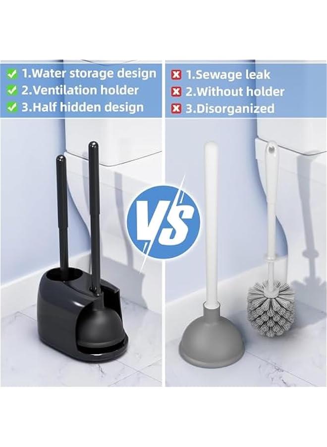 رينكس مجموعة فرشاة مرحاض ومكس م الميكاكوز، مكس مرحاض وفرشاة وعاء مع حامل، مجموعة 2 في 1 م فرشاة مرحاض شديدة التحمل ومكس لتظيف الحمام، اسود، مجموعة ة - Image 4
