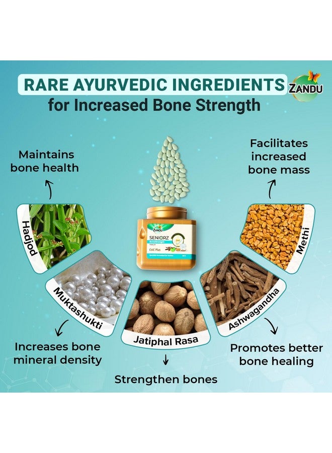 Zandu Seniorz BoneStrength Tablet, 60 Tablet, Clinically proven to Help Increase Bone Mineral Density & Collagen, Rich in Natural Calcium, Vitamin D3 | with Hadjod - Image 5