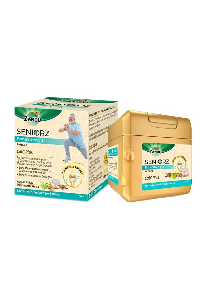 Zandu Seniorz BoneStrength Tablet, 60 Tablet, Clinically proven to Help Increase Bone Mineral Density & Collagen, Rich in Natural Calcium, Vitamin D3 | with Hadjod - Image 1