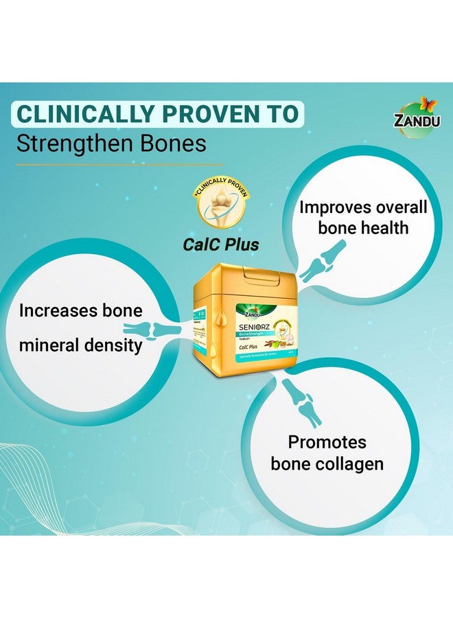 Zandu Seniorz BoneStrength Tablet, 60 Tablet, Clinically proven to Help Increase Bone Mineral Density & Collagen, Rich in Natural Calcium, Vitamin D3 | with Hadjod - Image 4