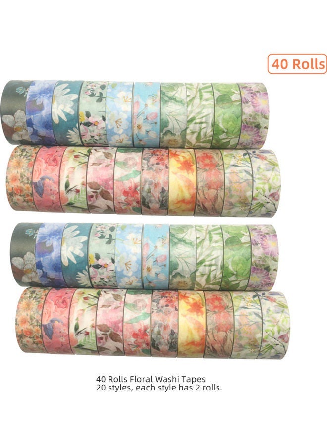 NIBEMINENT 40-Rolls Decorative Washi Masking Tape Set Multicolor  - Image 2