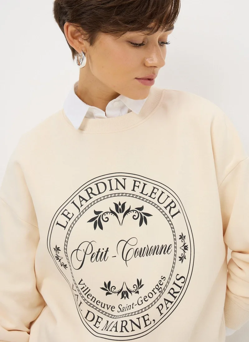 ماتلان Cream French Paris Graphic Sweatshirt