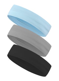 Generic 3 Pack Sports Headbands, Wide Elastic Sweatbands for Men and Women, Non-Slip Silicone Strips, Breathable and Sweat-Wicking  - Image 1