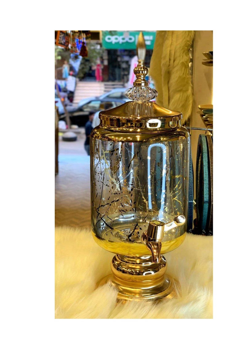 ماركة غير محددة ديسبنسر كريستال بغطاء استانلس مدهب   وحنفيه اكريلك ديسبنسر عصير ومشروبات  الطقم 7 قطع السعه 3 لتر  - Image 2