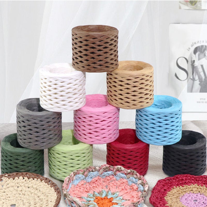 200M/roll Light brown Lafite paper art ribbon, kraft paper craft packaging tie rope - Image 4