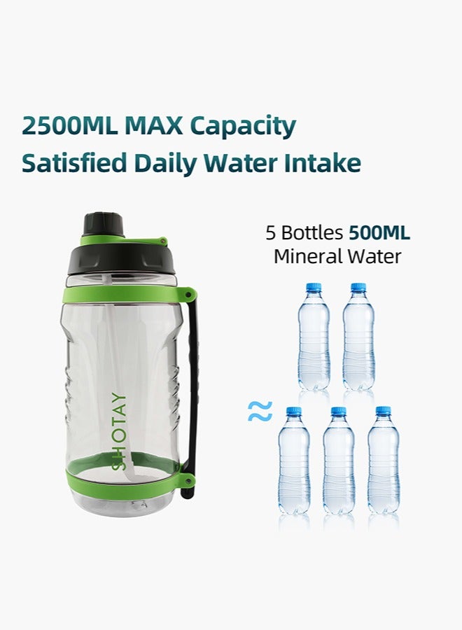 شوتاي زجاجة مياه رياضية من شوتاي سعة 2.5 لتر / 3.1 لتر بقشة قابلة للازالة، زجاجة مياه خالية من مادة BPA ومقاومة للتسرب، ابريق ماء كبير للياقة البدنية وصالة الالعاب الرياضية والتخييم، لون ازرق - Image 2