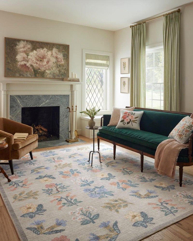 Loloi Rifle Paper Co. Rosa Collection RSA-03 Cream 5'-0" x 7'-6" Area Rug - Image 1