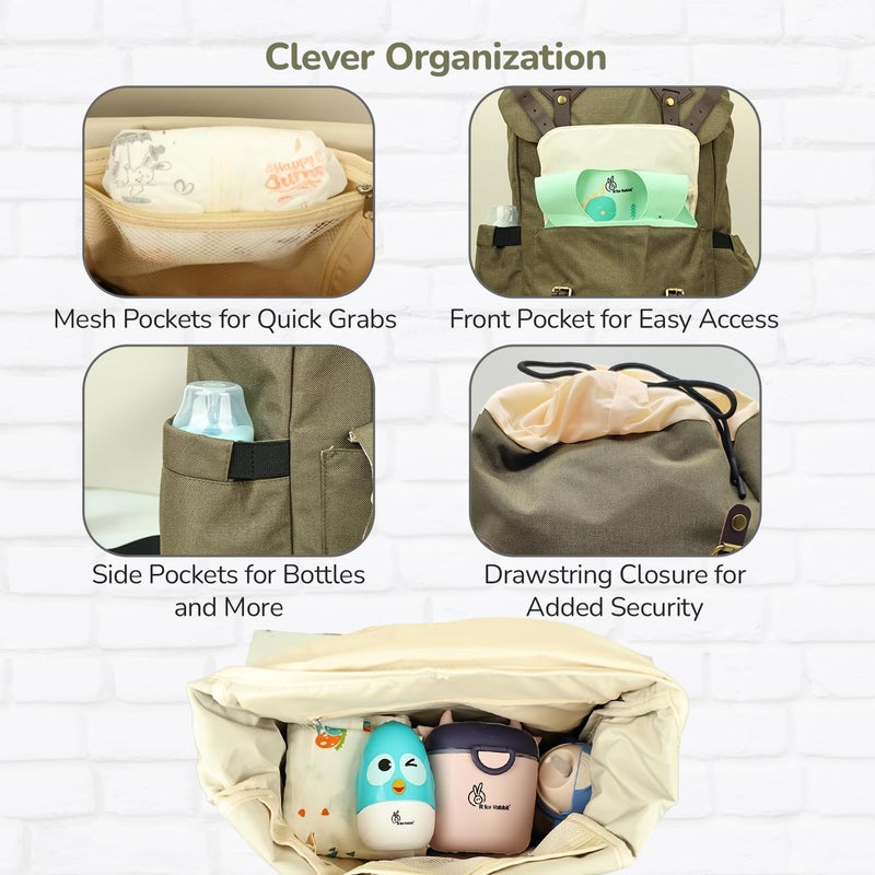 R for Rabbit Caramello Sportz Diaper Backpack - Military Green - Image 4