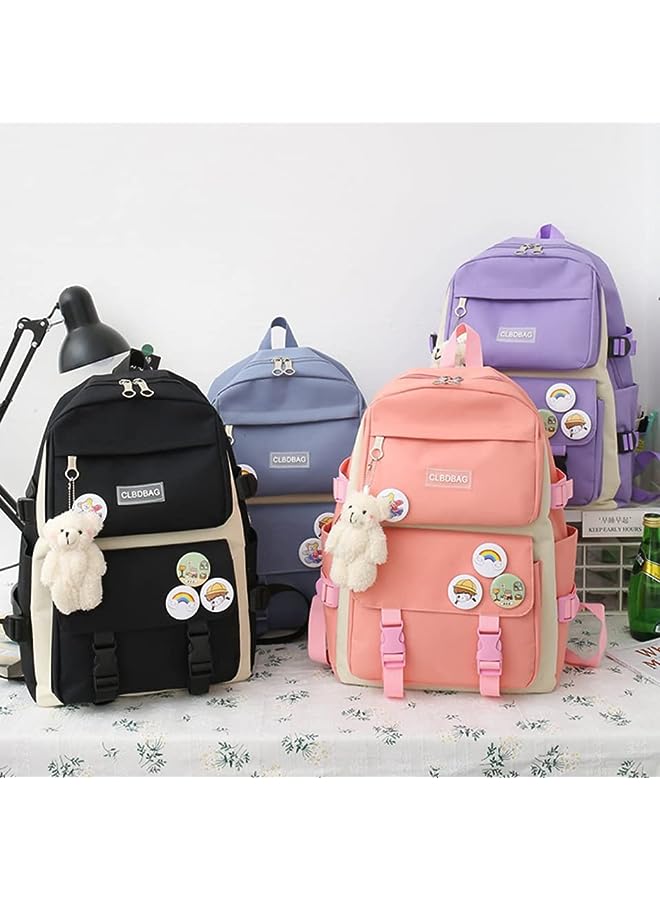 Goodern 4Pcs Kawaii Backpack Set For Teenage Kids Students Girls Boys, Bear Pack School Book Bag Tote Pencil Pen Case Combo Lunch Box Bag, Crossbody Pouch Canvas Lightweight Large Capacity - Image 5