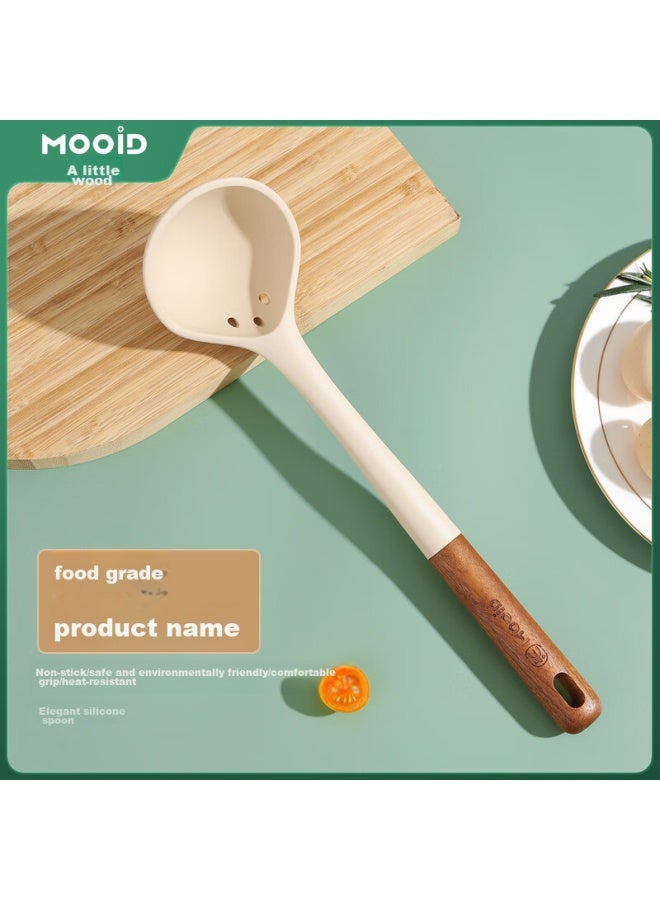 Wooden Mooid Silicone Soup Ladle, Non-stick Pan Cooking Utensil, Food-grade Silicone Spatula, Kitchen Household Use  - Image 2