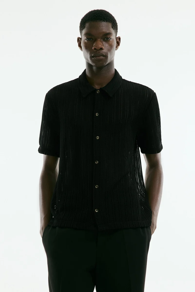 H&M Regular Fit Crochet-look shirt