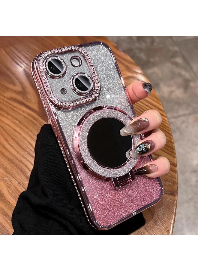 اس-توب جراب لهاتف iPhone 13 مصنوع من مادة TPU اللامعة ومرآة أحجار الراين MagSafe - Image 1