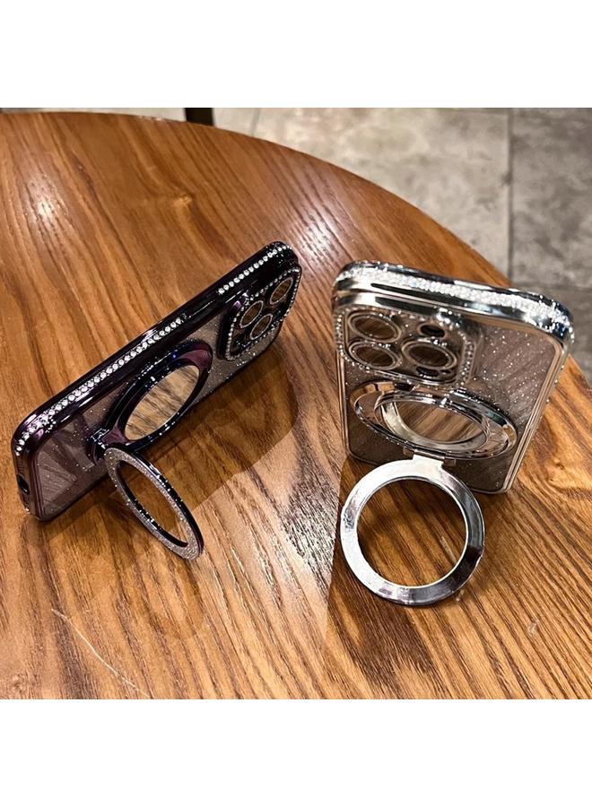 اس-توب جراب لهاتف iPhone 13 مصنوع من مادة TPU اللامعة ومرآة أحجار الراين MagSafe - Image 4